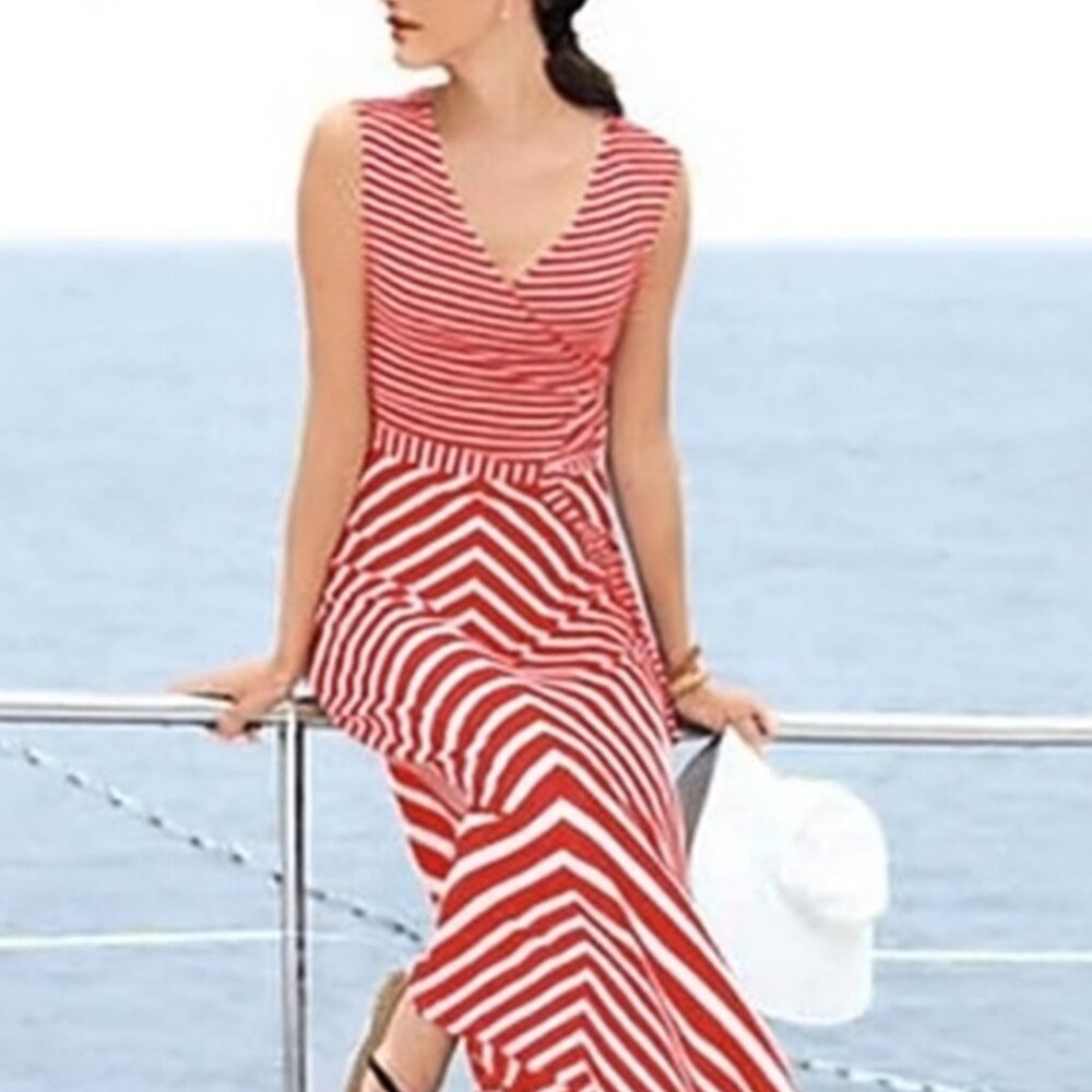 Talbots Nautical Cruise Striped Maxi Dress 1X